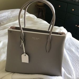 Kate Spade Eva Top Zip taupe and white!